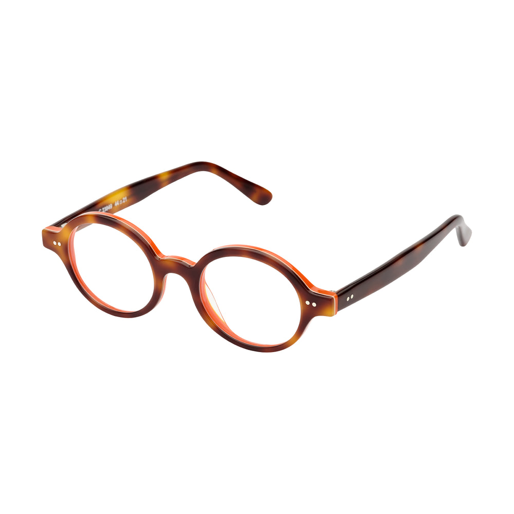 Lunettes de vue ovales, écaille et orange