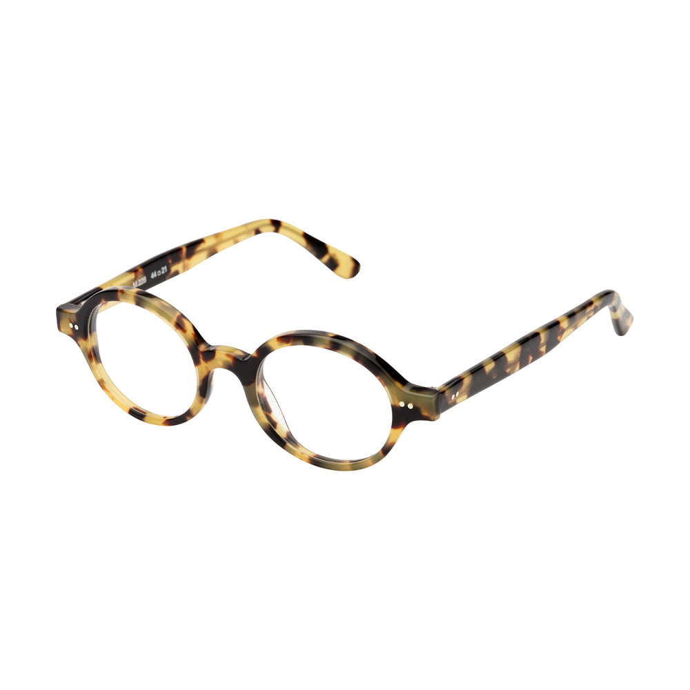 Lunettes de vue écaille, de forme ovale, vues de profil