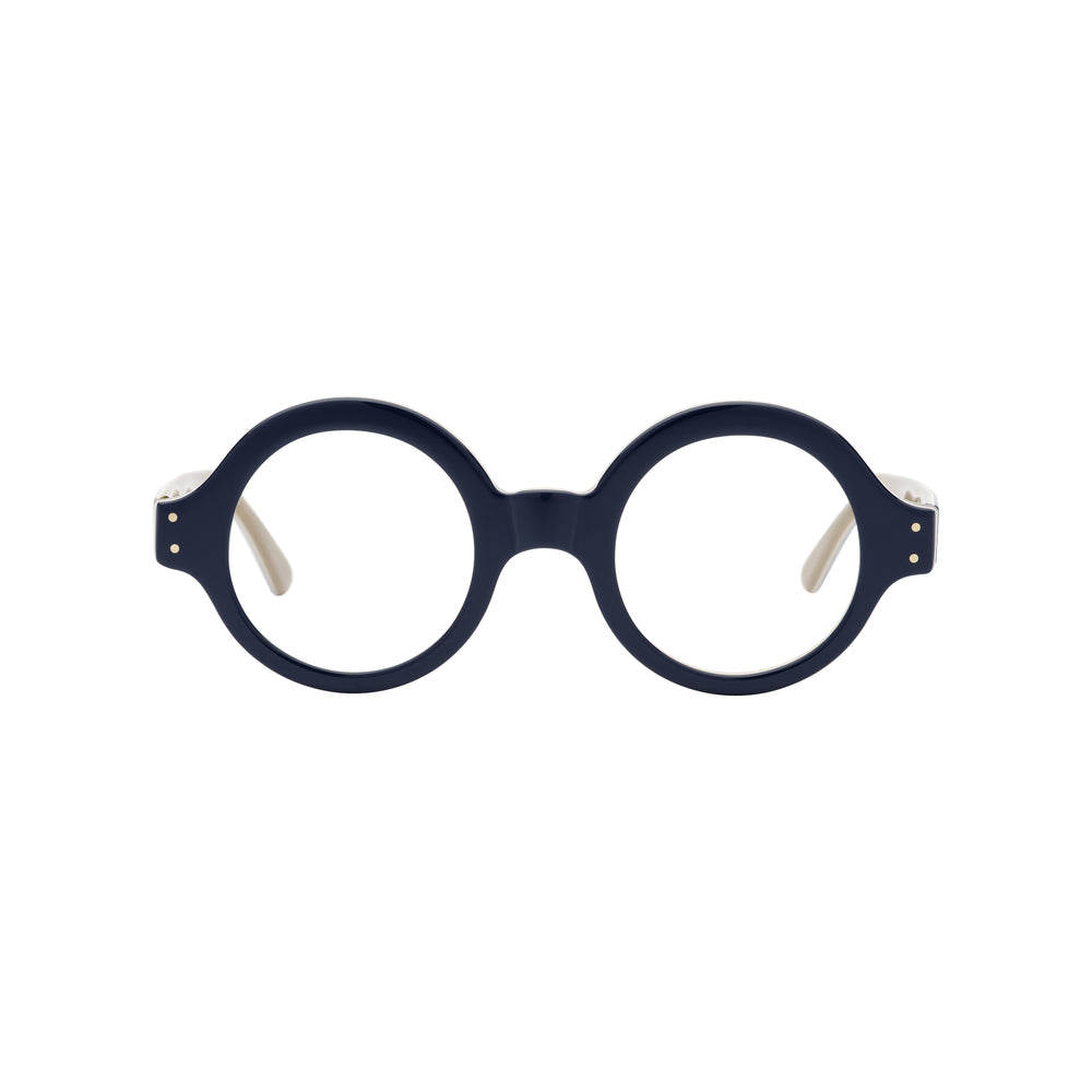 Lunettes de Vue Vintage Ronde et Épaisse Écaille Noire et Jaune