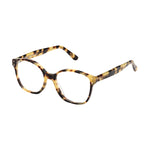 Lunettes de vue carees ecaillees, de couleur jaune, vues de profil