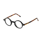 Lunettes de vue rondes, de couleur  noire, vues de profil