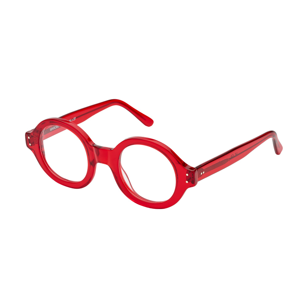 Modèle de lunettes de vue rouges Marcel, vue de côté