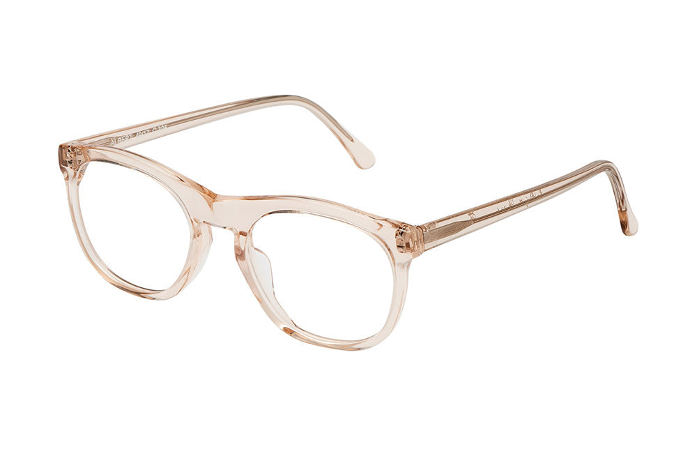 Lunettes de vue rectangulaires transparentes couleur Champagne vues de côté