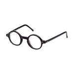 Lunettes de vue rondes, de couleur  noire, vues de profil