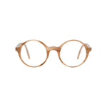 Lunettes de vue rondes, de couleur corne, vues de face
